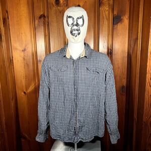 Wrangler 2XL Western Plaid Shirt Blue Check Classic Fit Long Sleeve